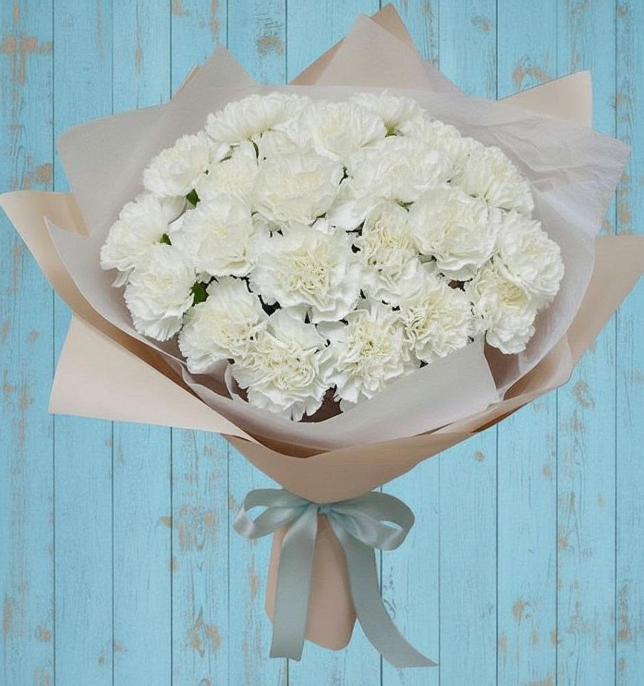 Букет Хрустальное утро в Суворовское Крым Букет цветов из: Гвоздики в Суворовское Крым