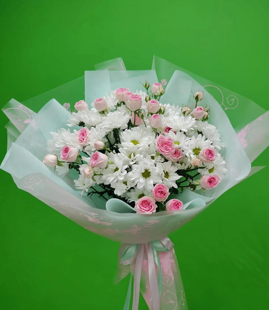 Букет влюбленный романтик в Суворовское Крым Букет цветов из: Розы и Хризантемы в Суворовское Крым