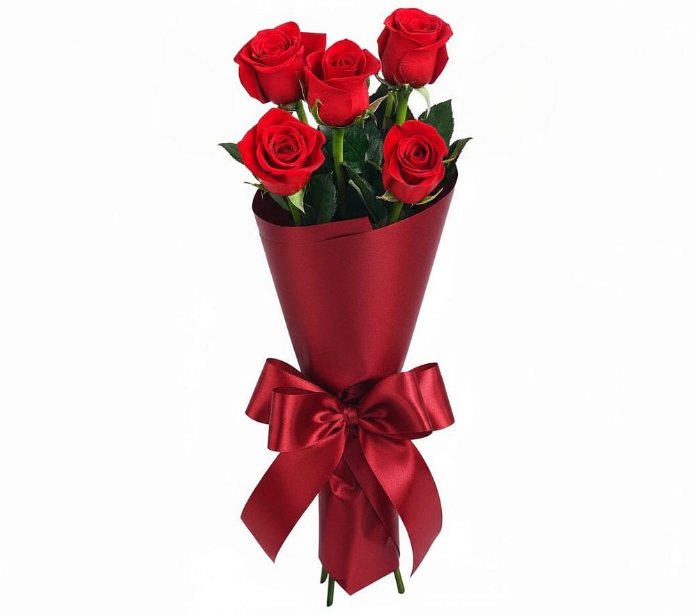 5 Красных роз Эдлесс Лав в Суворовское Крым Букет 5 Красных роз Эдлесс Лав в Суворовское Крым