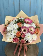 Букет гармония природы в Суворовское Крым Букет цветов из:  Розы, Герберы и Хризантемы в Суворовское Крым