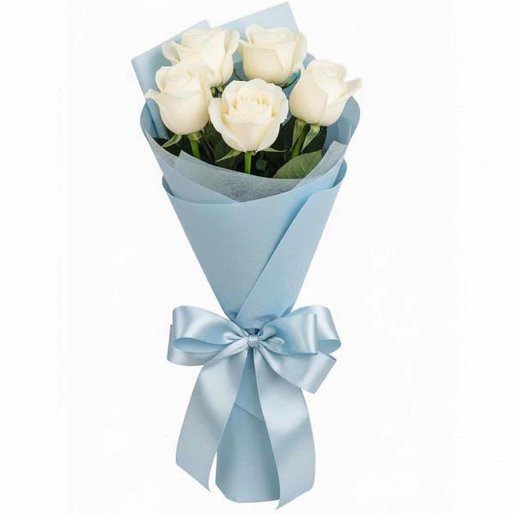 5 Белых роз Проуд в Суворовское Крым Букет 5 Белых роз Проуд в Суворовское Крым