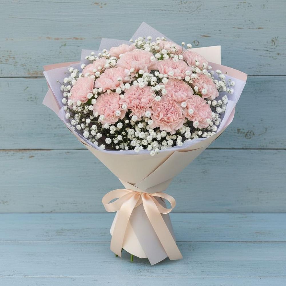 Букет Нежность рассвета в Суворовское Крым Букет цветов из: Гвоздики в Суворовское Крым