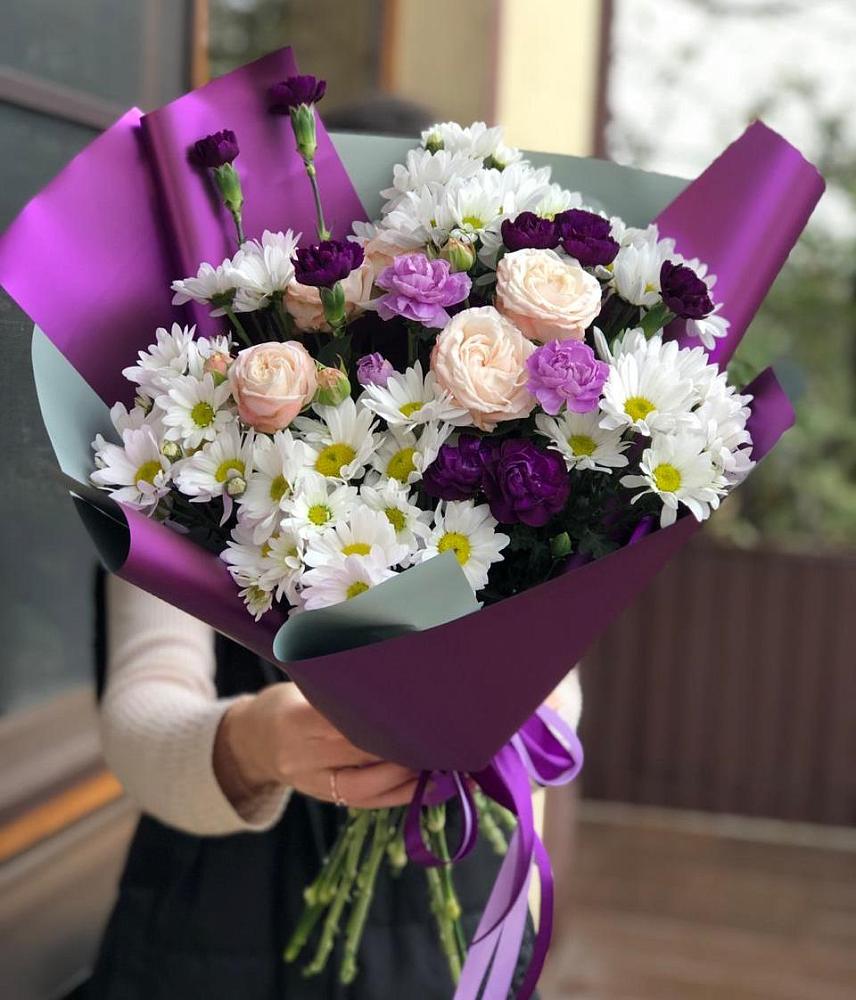 Букет цветов из: Хризантемы, Гвоздики и Розы в Суворовское Крым