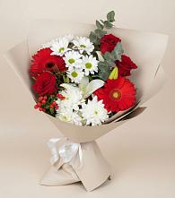 Букет цветов из:  Розы, Хризантемы, Герберы и Лилии в Суворовское Крым