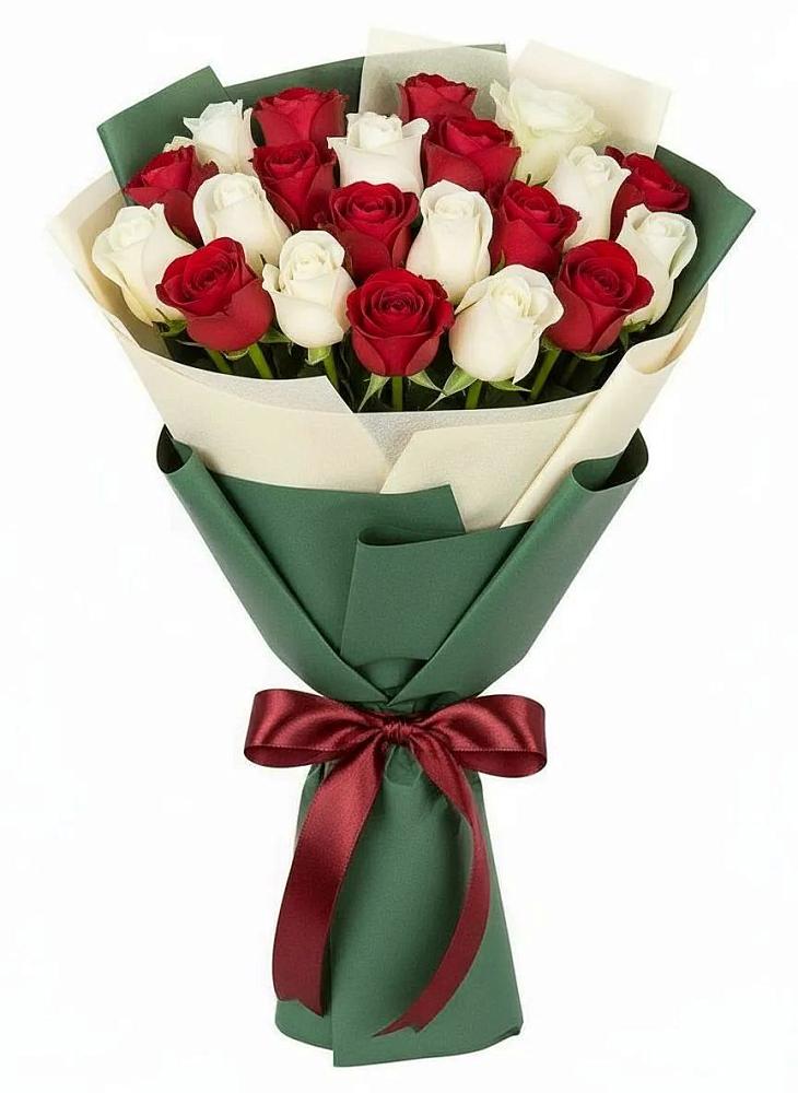 Микс из красных и белых роз в Суворовское Крым Букет Микс из красных и белых роз в Суворовское Крым