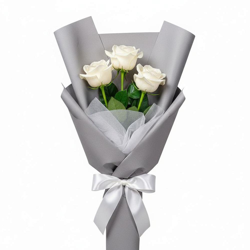 Букет 3 белые розы в Суворовское Крым Букет 3 белые розы в Суворовское Крым