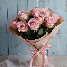 9 розовых роз в Суворовское Крым Букет цветов из:  Розы в Суворовское Крым