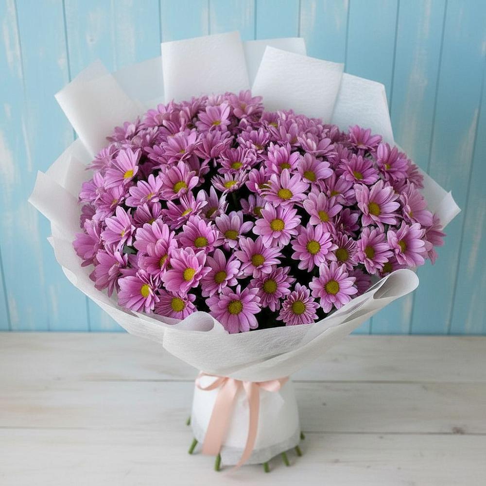 Букет сиреневая охапка в Суворовское Крым Букет цветов из: Хризантемы в Суворовское Крым