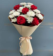 Букет романтическая гармония в Суворовское Крым Букет цветов из:  Розы и Хризантемы в Суворовское Крым