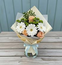 Букет цветов из:  Герберы, Розы и Хризантемы в Суворовское Крым