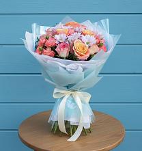 Букет Счастливые мгновение #REPLACE_PRED# Суворовское Крым Букет цветов из:  Хризантемы и Розы #REPLACE_PRED# Суворовское Крым